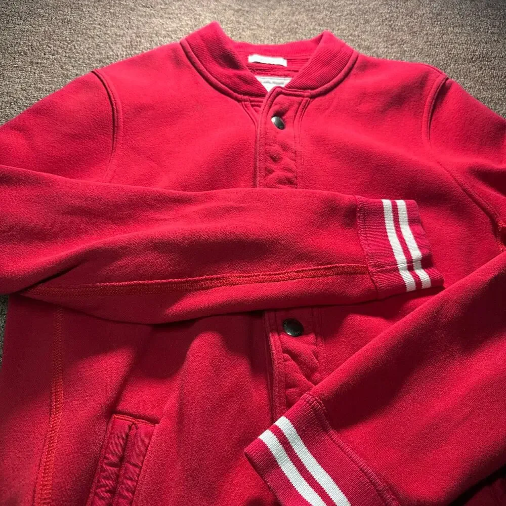 Abercrombie & Fitch Jacket Varsity Style Muscle Fit Button Up Red Men’s Medium - Picture 3 of 6